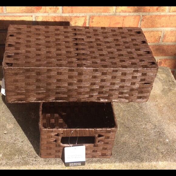 Mainstays Paper Rope Baskets Set of 2 Rectangular Brown Organization Storage NIP - Picture 2 of 5